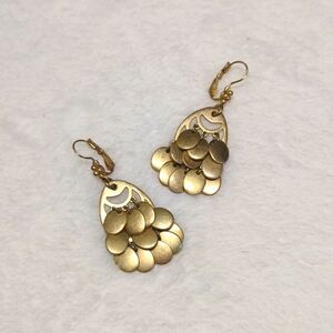 Vintage Liz Claiborne Brushed Goldtone Dangle Pierced Earrings